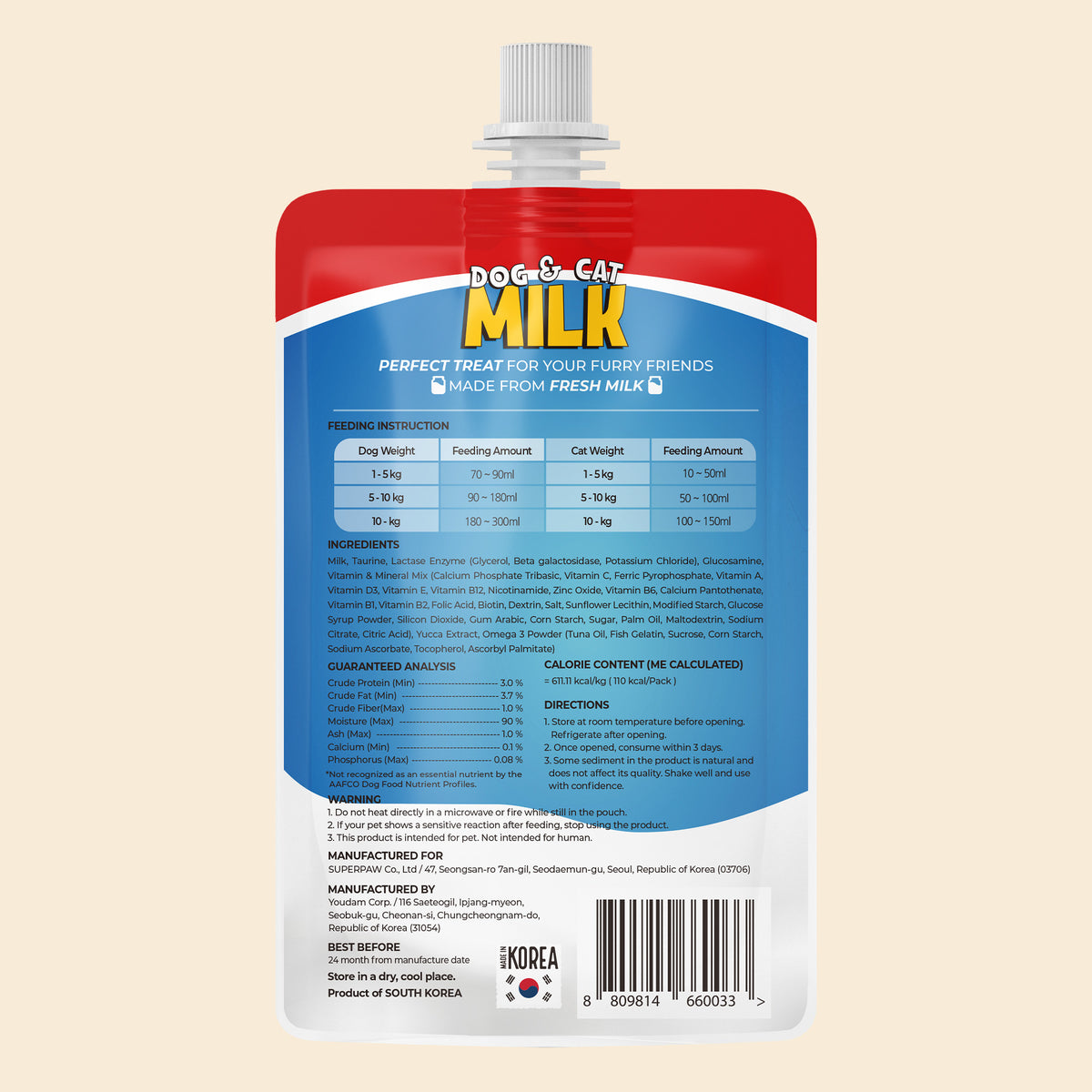 Lactose-Free Milk for Dog and Cat