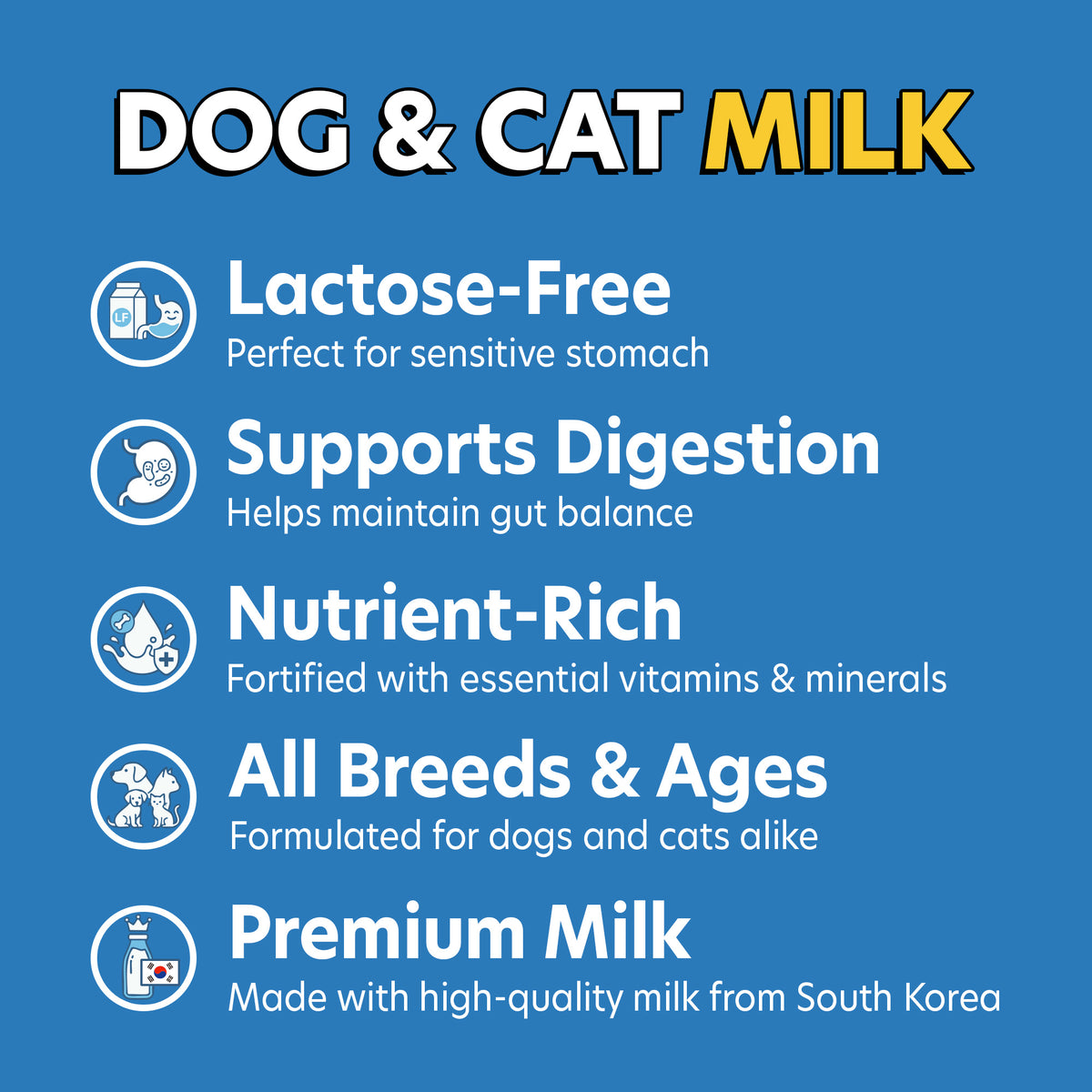 Lactose-Free Milk for Dog and Cat